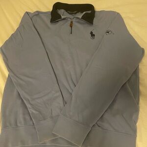 Polo Golf Blue Big Pony Quarter-Zip Pullover with Bellagio crest on sleeve